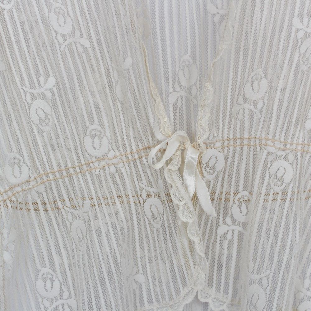 Vintage rose lace tie-front short sleeve blouse Medium - Picture 4 of 6